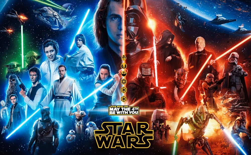 Poster with all the main characters from the StarWarsFilms-Universe!