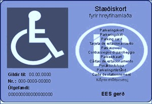 Picture of a parking card for people with reduced mobility