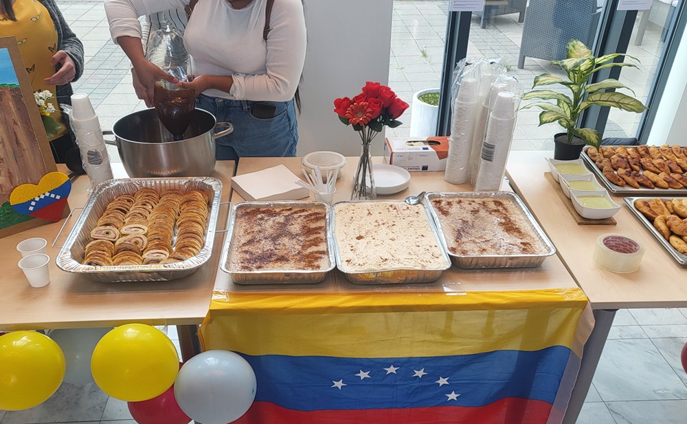 Table with food from Venezuela