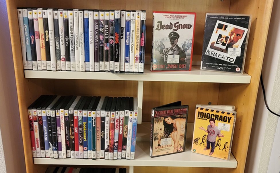 DVDs in few shelves
