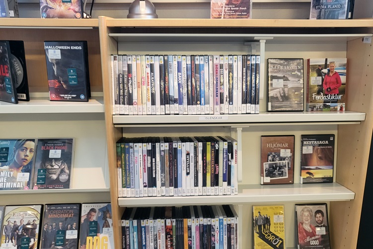 Picture of DVDs in shelves